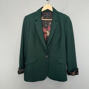 ZARA woman dark green textured blazer size L